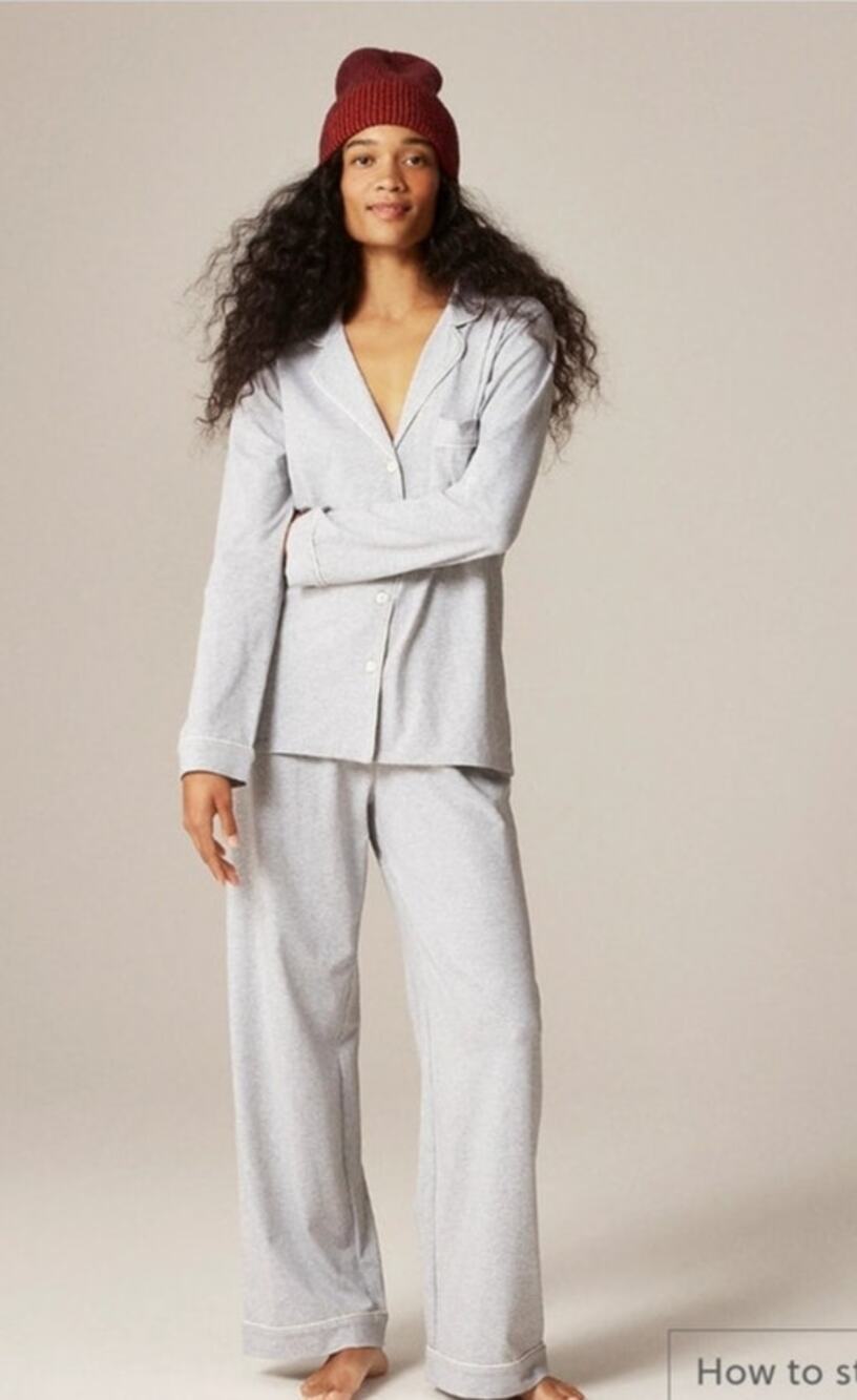 NWOT J. Crew Dreamy Cotton-Blend Pajama *BOTTOM ONLY" Heather Gray L